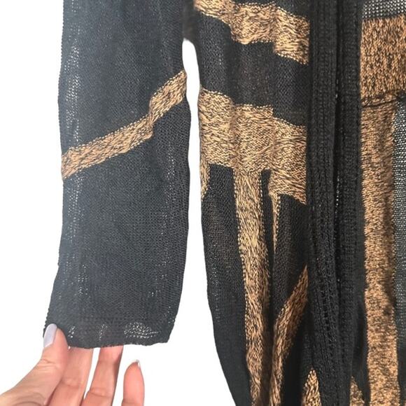 Nic & Zoe Black & Brown Geo Long Sleeve Lightweight Cardigan Women Sz M - Picture 3 of 9